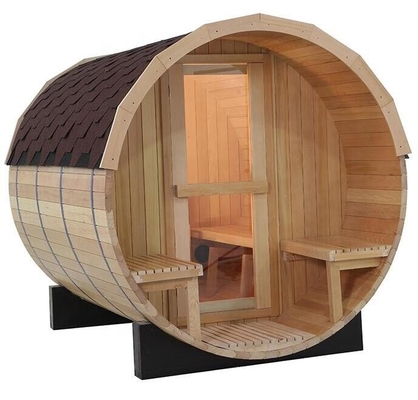 De aangepaste Rode Traditionele Houten Brandende Sauna van Cedar Round Barrel Sauna Outdoor