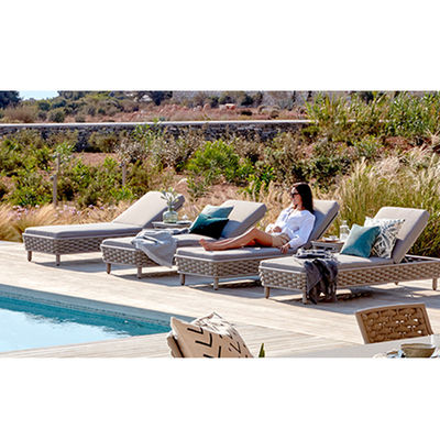 De openlucht van de Zonkabel Geweven Chaise Lounge Chair Khaki For van de Meubilairpool Pool van het de Tuinterras