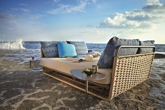 Van de het Meubilairpool van het vrije tijds Openluchtterras de Zonlanterfanters Geweven Kabel Daybed