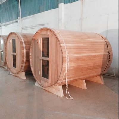 Duidelijke Rang Rood Cedar Barrel Sauna 4Person 6kw zonder Portiek voor Openluchtsauna's