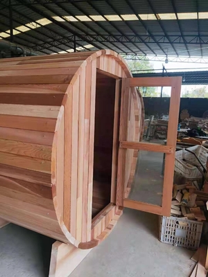 Duidelijke Rang Rood Cedar Barrel Sauna 4Person 6kw zonder Portiek voor Openluchtsauna's