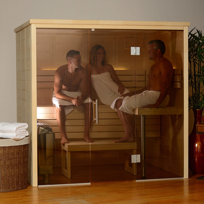 De nette Binnen 3-4 Zaal van de Persoons Traditionele Droge Sauna met Saunastenen